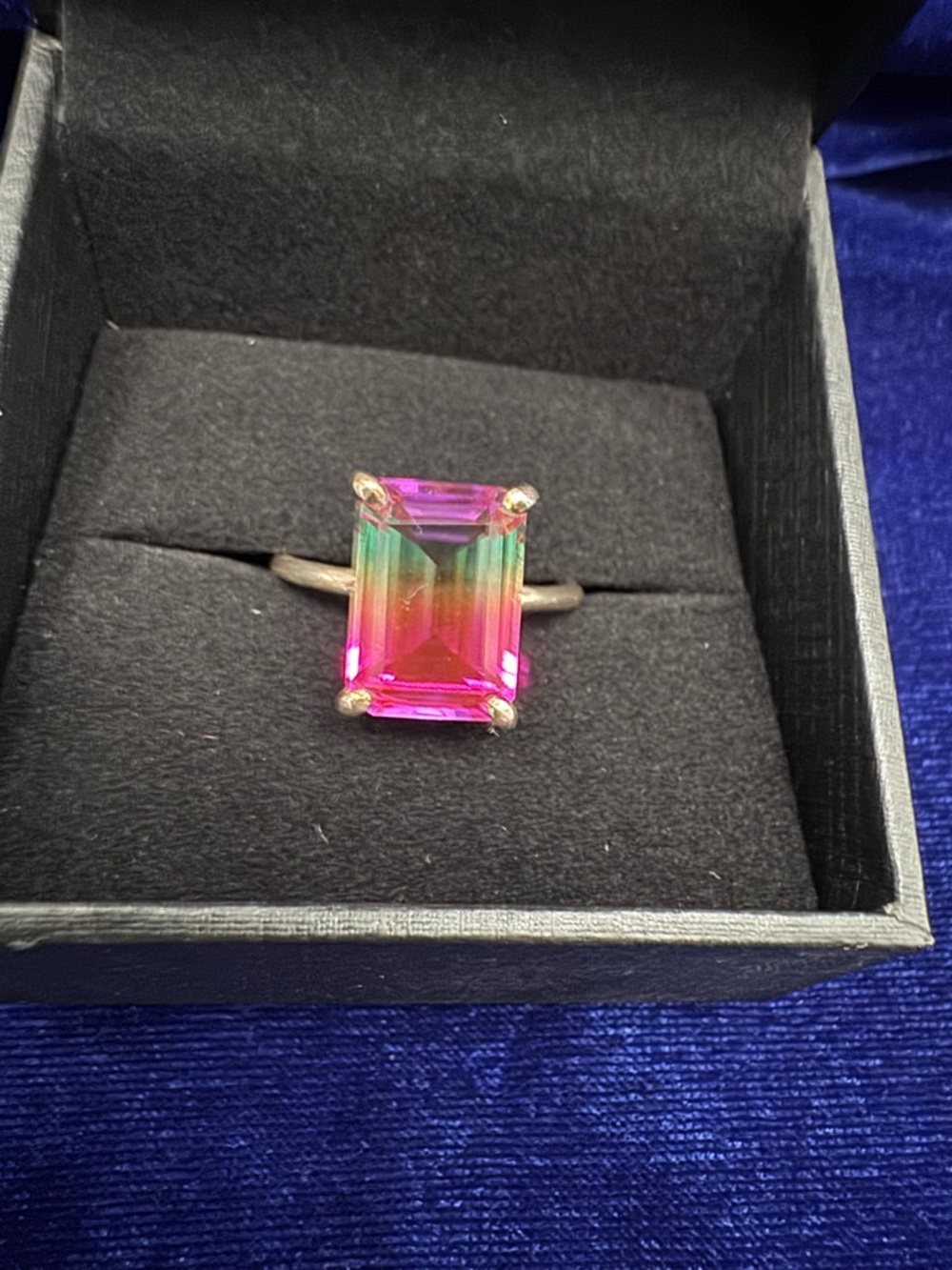 Watermelon Tourmaline Ring in Sterling Silver Sz 10